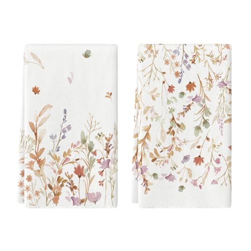Artoid Mode Wildflower Floral Christmas Kitchen Towels, 18x26 Inch, Set of 2 N243175