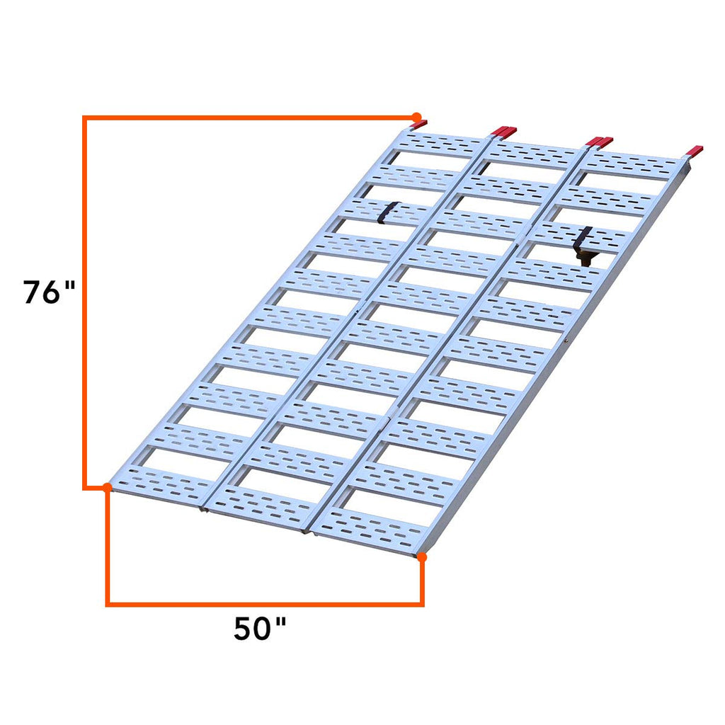 CARGOSMART Aluminum Tri-Fold Ramp with Treads, 1500 lb Capacity, 50" W x 76" L Z34235