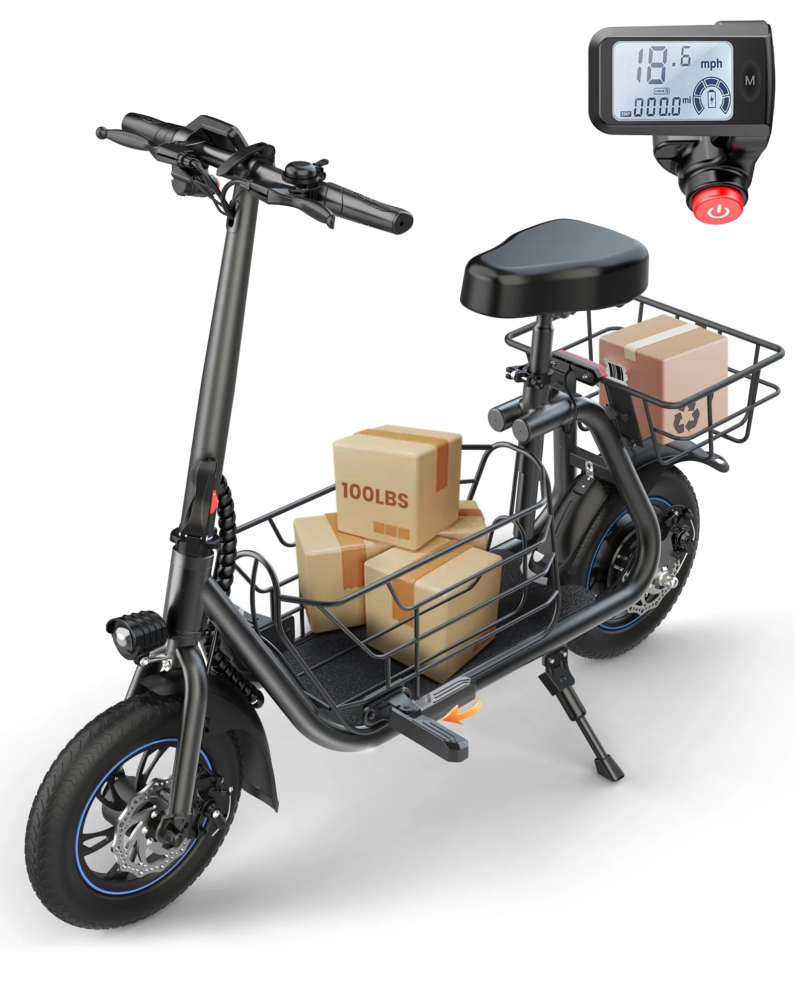 Kistp 550W Electric Scooter with Seat for Adult, 12 inch, 20 Miles Range W21588