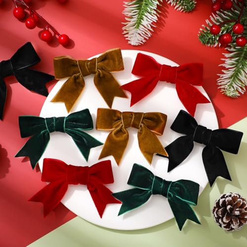 8 Pcs Velvet Hair Bows for Girls with Alligator Clips W5207