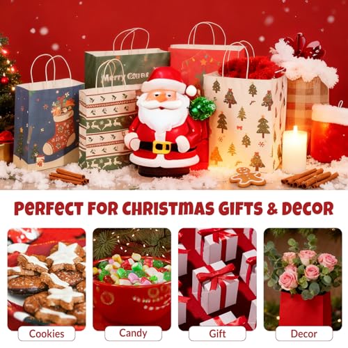SUNEE Christmas Gift Bags with Tissue Paper, 24pcs Assorted Sizes with Handles V580