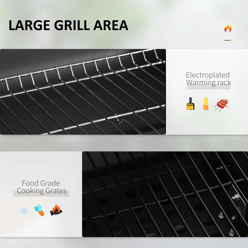 Outsunny Charcoal BBQ Grill, Portable Outdoor Cooker, Black N794