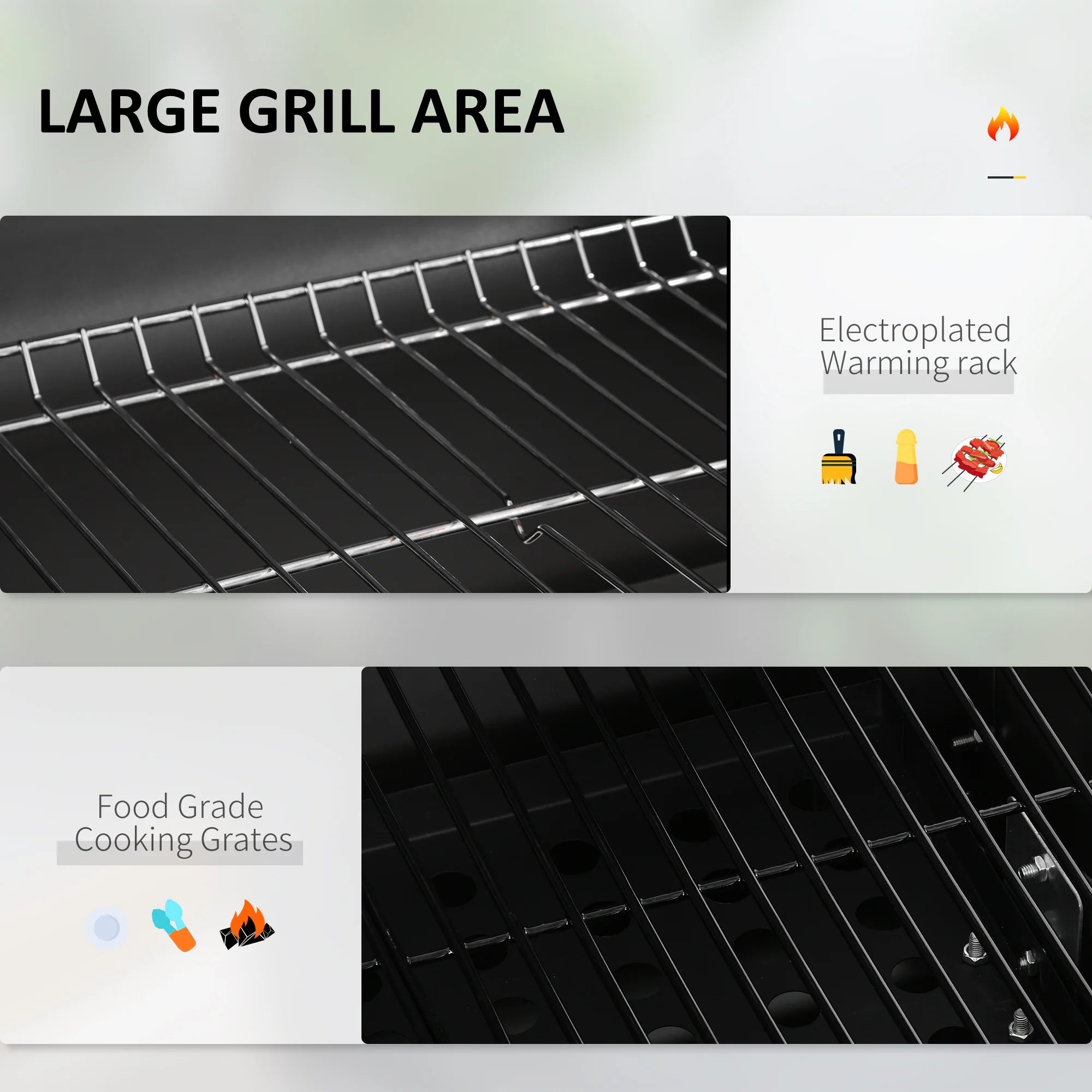 Outsunny Charcoal BBQ Grill, Portable Outdoor Cooker, Black N794