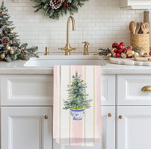 Christmas Tree Kitchen Towels - Neutral Christmas Hand Towels, 16 x 24 Inch V47794