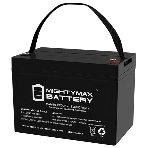 12V 60Ah Group 34 Replacement for Sealed Gel Mk Batteries