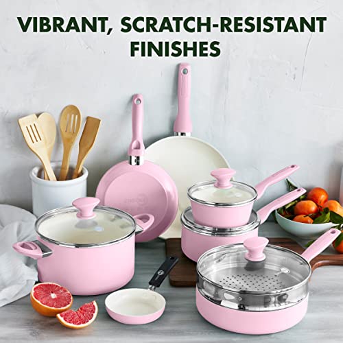 GreenPan Rio 16 Piece Cookware Set, Hard Anodized Ceramic Nonstick, Black C3064