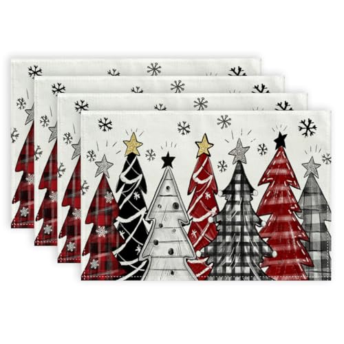 GEEORY Christmas Placemats 12x18 Inch Set of 4, Green Q397
