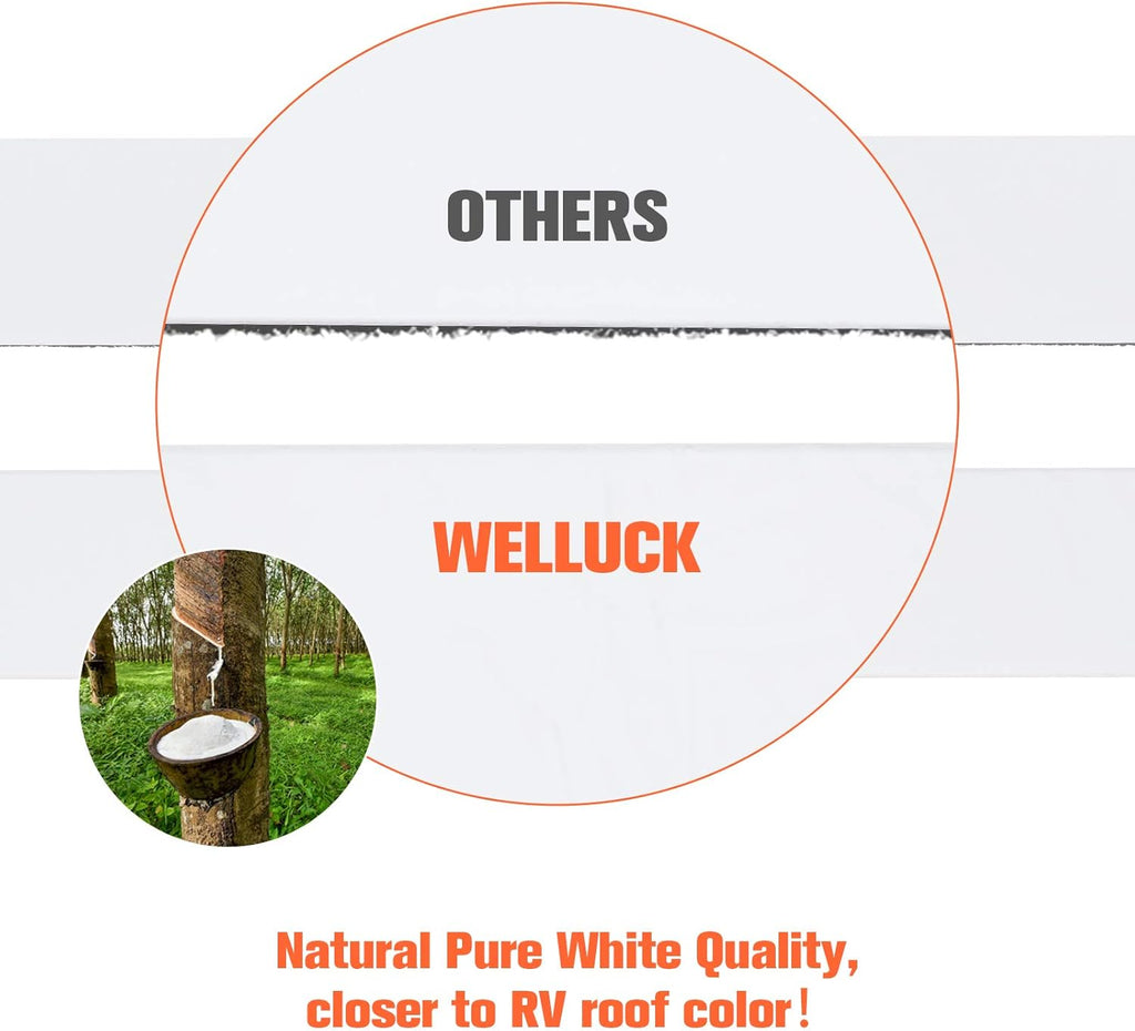 WELLUCK RV Roof Tape Sealant, 6 Inch x 50 Foot, Natural White, Pack of 2 W189