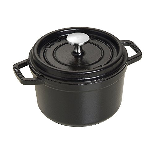 STAUB Cast Iron Dutch Oven 5.5-qt Round Cocotte, Black Matte P4487