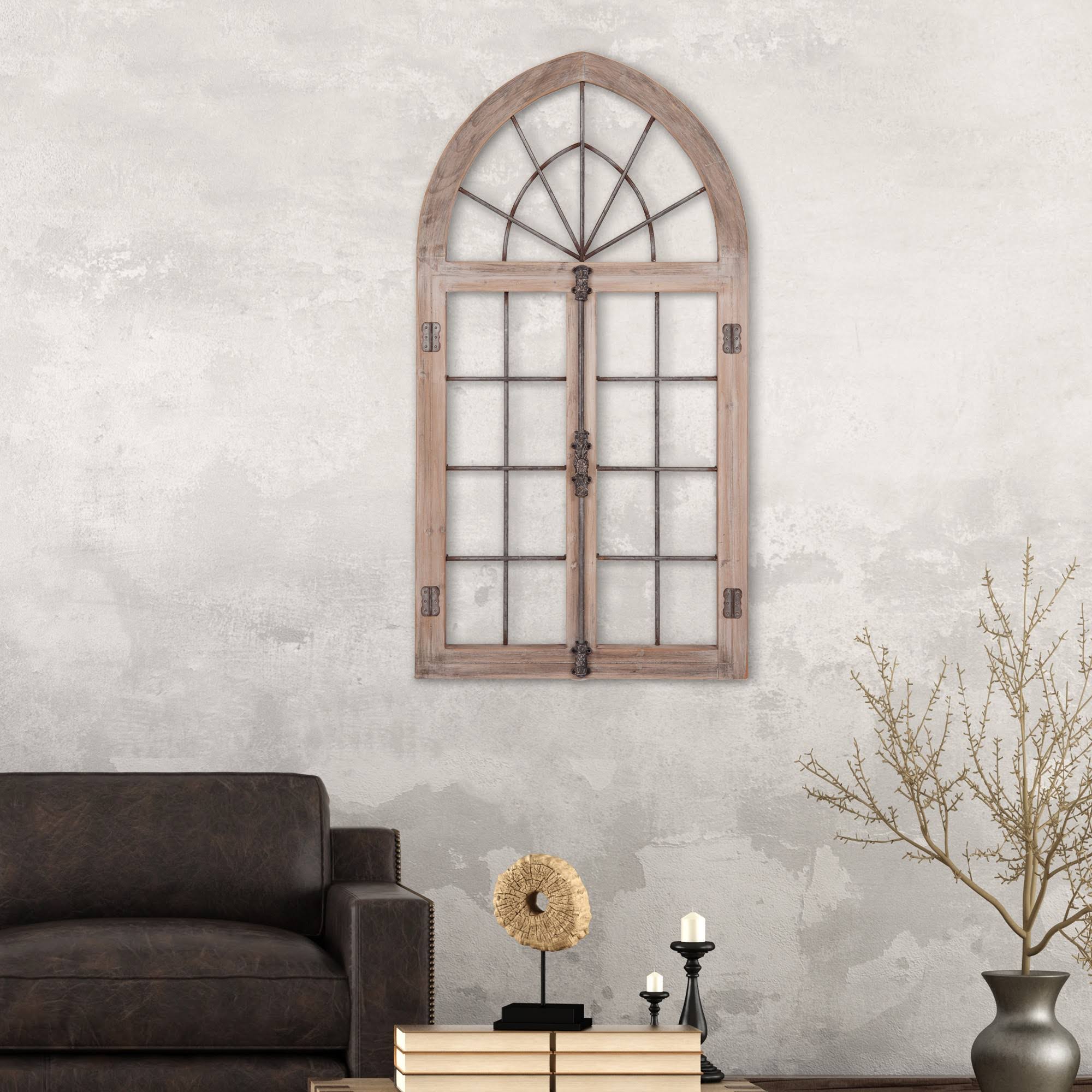 Patton Arched Cathedral Window Frame Wall Décor - Distressed Gray N5556