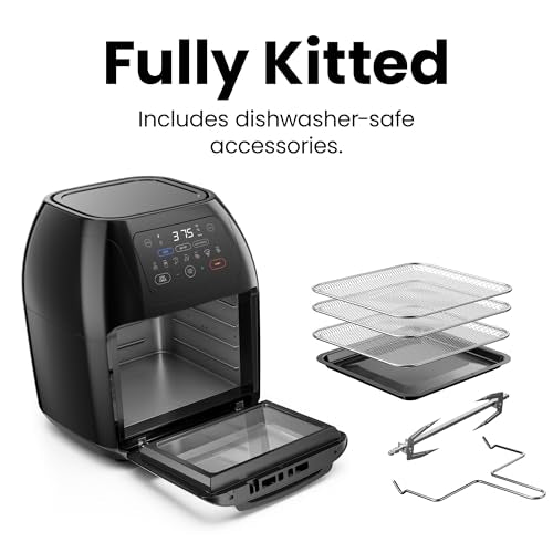 CHEFMAN Multifunctional Digital Air Fryer Rotisserie Dehydrator Convection Oven, 10L, Black H5903