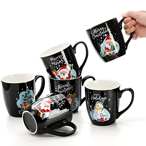 Hiceeden Set of 6 Large Christmas Coffee Mugs, 17 Oz Ceramic Santa Mug Z706006