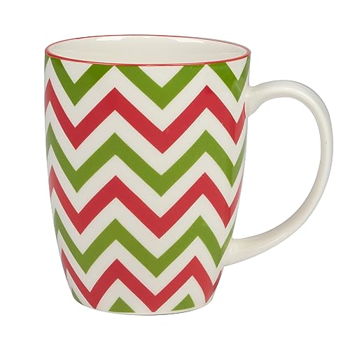 Holiday Fun Porcelain Mugs – Set of 6 Assorted 14 oz Cups with Christmas Designs F216