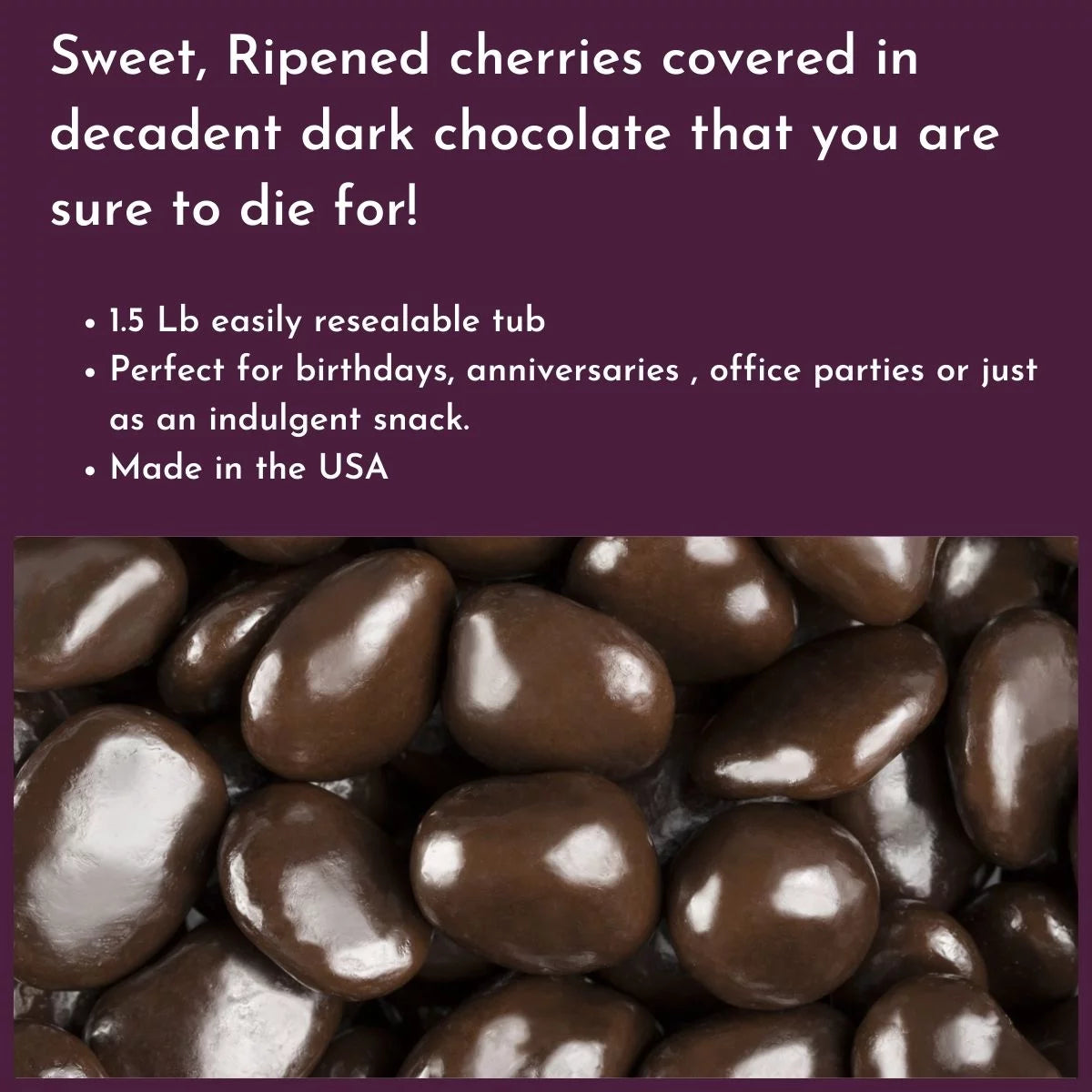 WinCrest Dark Chocolate Covered Cherries 3.5 Lb Tub N41174