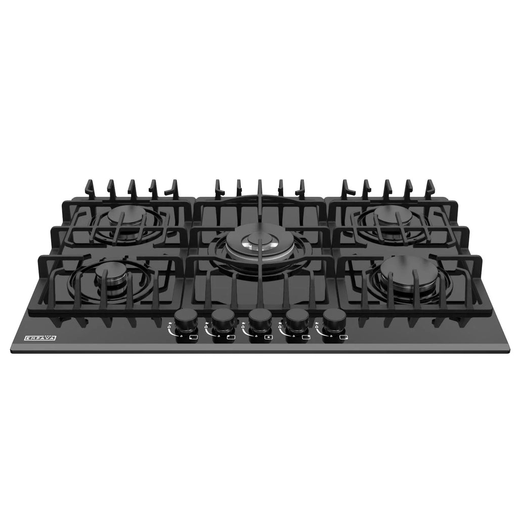 Empava 30 in. Gas Cooktop with 5 Sealed Burners, Black Tempered Glass S851