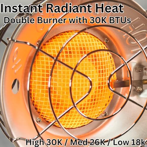Comfort Gear Double Tank Top Portable Propane Radiant Heater, 30,000 BTUs, Outdoor Use Only A2041