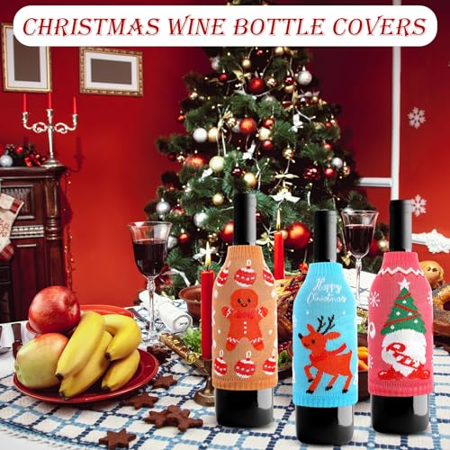 18 Pcs Christmas Knit Sweater Bottle Covers for Cans Soda Beverages F448324