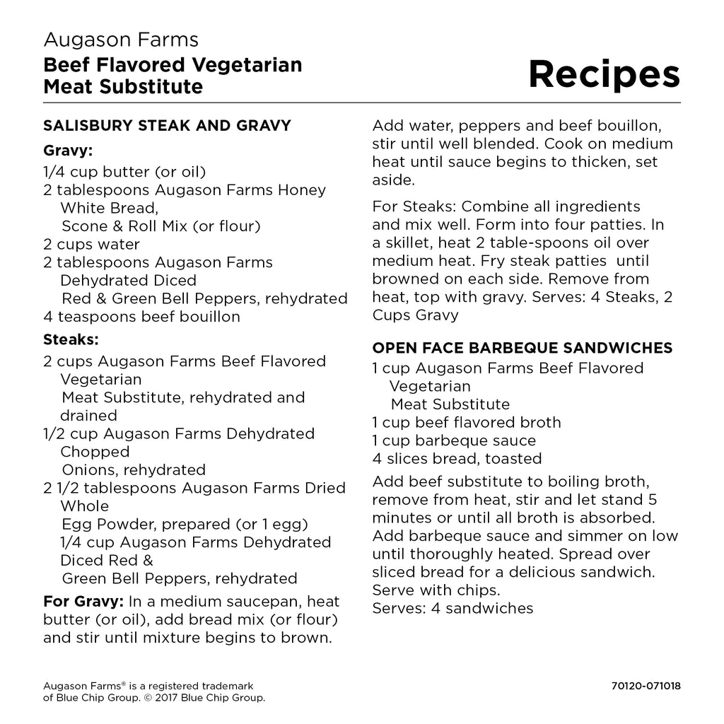 Augason Farms Beef Flavored Vegetarian Meat Substitute 2 lbs 5 oz No. 10 Can U4964