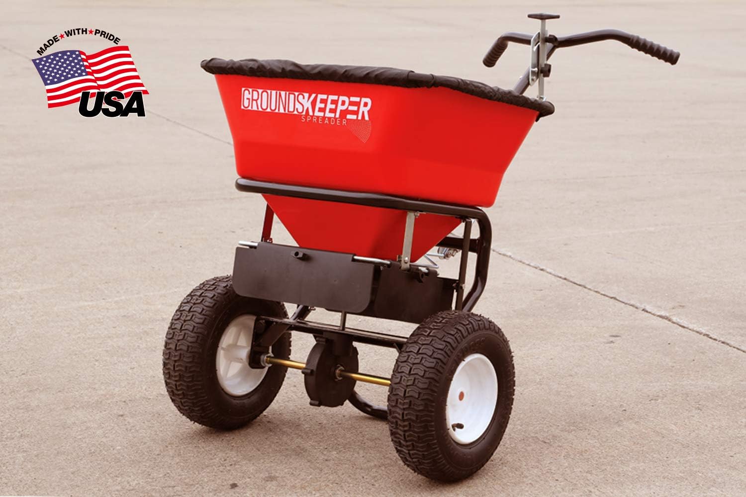 Buyers Products Walk Behind Push Snow Salt Spreader 100 lb Red T732