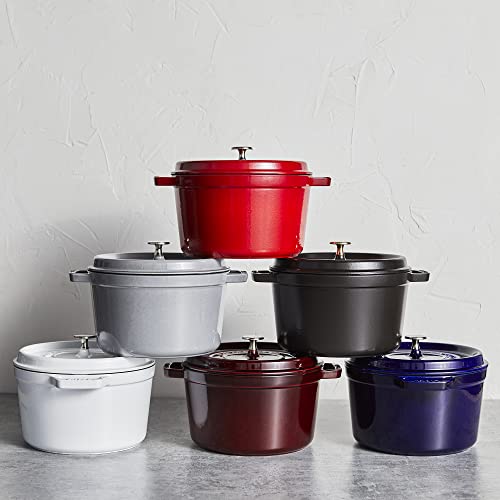 STAUB Cast Iron Dutch Oven 5.5-qt Round Cocotte, Black Matte P4487
