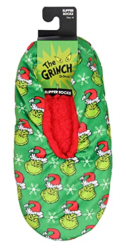 Bioworld Dr. Seuss Grinch Slipper Socks with No-Slip Sole X3437