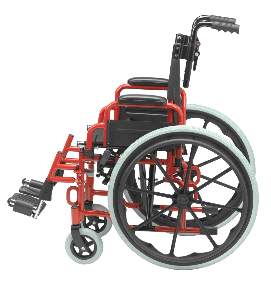 Drive Medical Wallaby Pediatric Folding Wheelchair 12x22 Red I39121