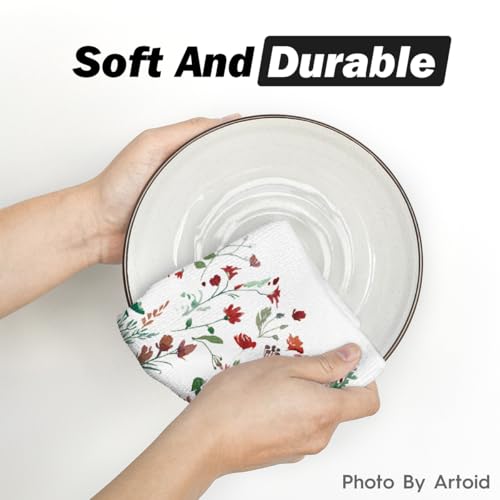 Artoid Mode Wildflower Floral Christmas Kitchen Towels, 18x26 Inch, Set of 2 N243175