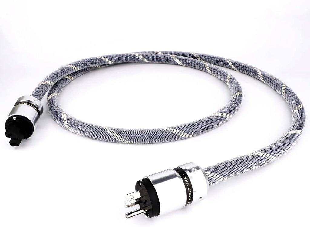 Audiophile HiFi Power Cable 12AWG OFC US AC Mains Cord, Rhodium Plated Plug IEC320-C13, 125V/15A, 3.3FT, Pack of 2 K856