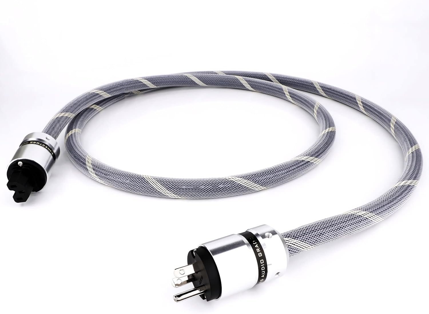 Audiophile HiFi Power Cable 12AWG OFC US AC Mains Cord, Rhodium Plated Plug IEC320-C13, 125V/15A, 3.3FT, Pack of 2 K856