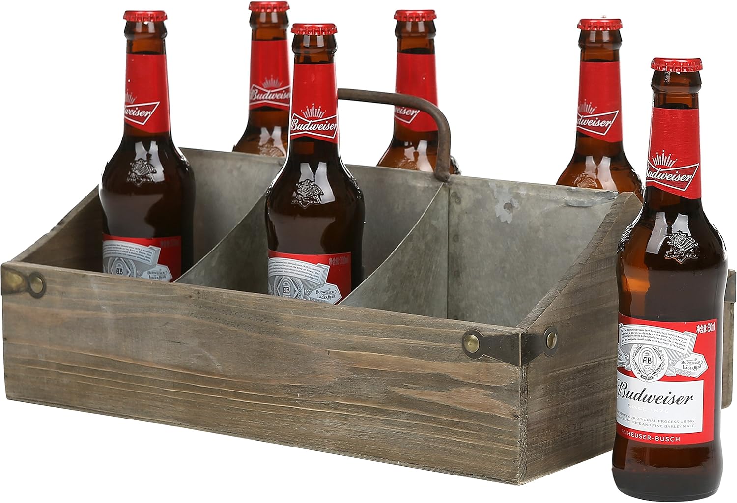 MyGift Vintage Wood Organizer Caddy with Metal Dividers, Pack of 2 C40934