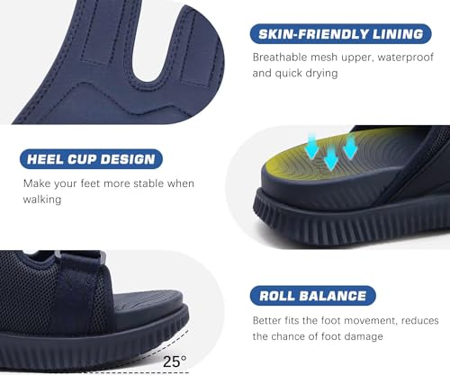 KuaiLu Men's Orthotic Sandals Athletic Recovery Slides with Arch Support Q91398