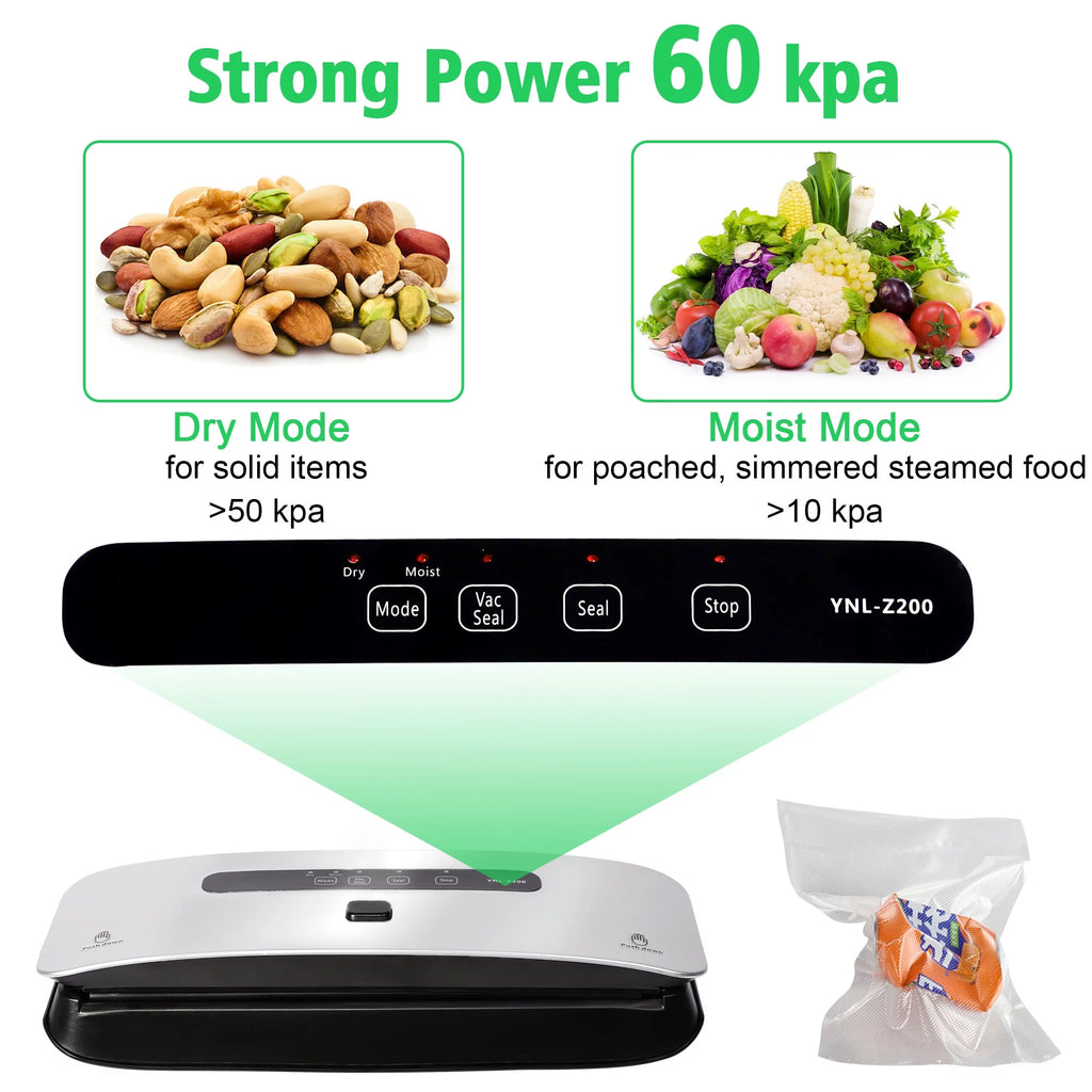 Food Vacuum Sealer Machine with Dry and Moist Modes, Starter Kit with Bags and Roll G171214