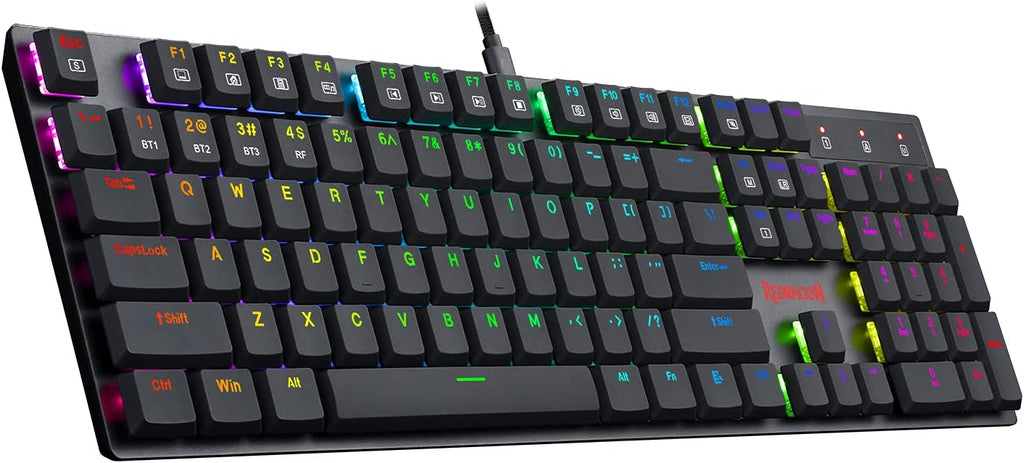 Redragon K535 Wireless Bluetooth Mechanical Gaming Keyboard RGB Low Profile Blue Switches for Windows PC, 2 Pack G591