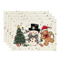 Artoid Mode Snowman Gingerbread Christmas Placemats Set of 4, 12x18 Inch K785