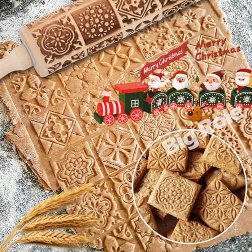 Floral Vine Embossed Wooden Rolling Pin for Baking M158973