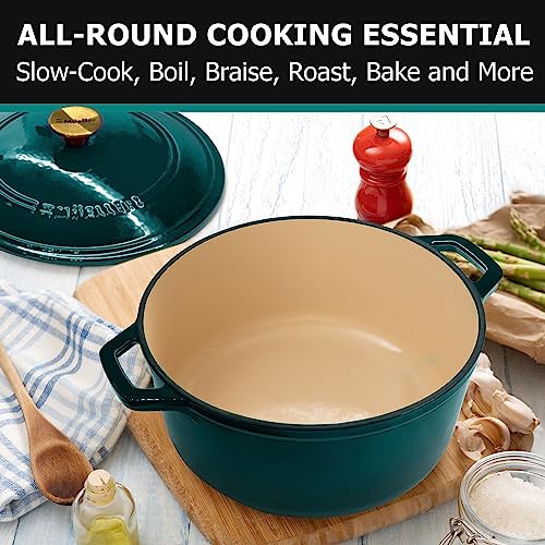 Mueller 6qt Enameled Cast Iron Dutch Oven with Lid, Oven-Safe to 500°F, White N219