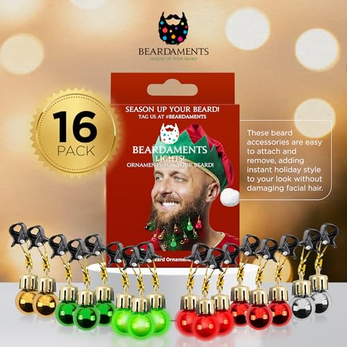 Beardaments Beard Lights - Light-Up Beard Ornaments for Men - 16pc W99268