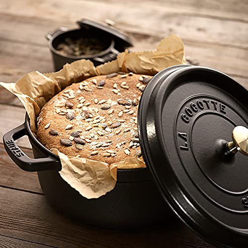 STAUB Cast Iron Dutch Oven 5.5-qt Round Cocotte, Black Matte P4487