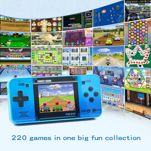 Handheld Game for Kids, 220 Retro Games, Portable Player with 3" LCD Screen (Red) B26599
