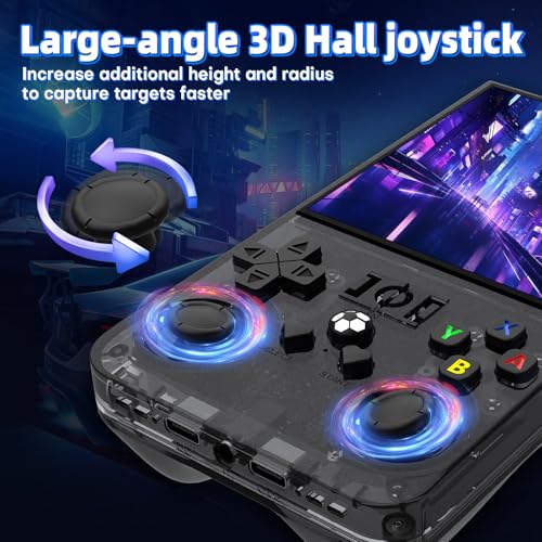 R36MAX Retro Handheld Gaming Console with 18000+ Games, 64GB TF Card, Transparent Gray Q5714
