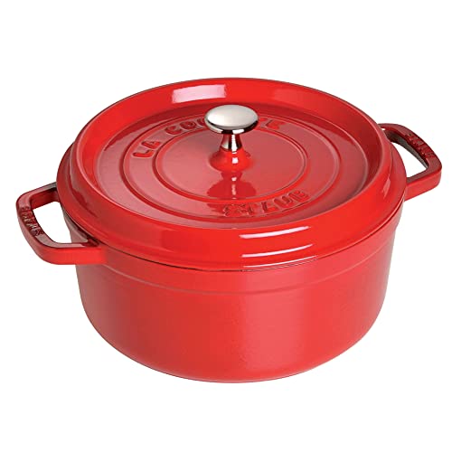 STAUB Cast Iron Dutch Oven 5.5-qt Round Cocotte, Black Matte P4487