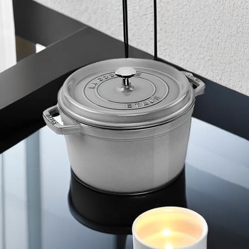 STAUB Cast Iron Dutch Oven 5.5-qt Round Cocotte, Black Matte P4487