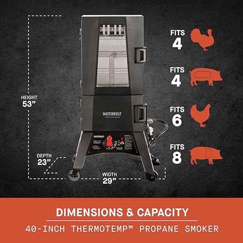 Masterbuilt 40-inch ThermoTemp Propane Vertical Smoker, Black X913427