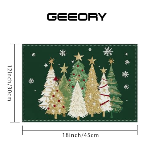 GEEORY Christmas Placemats 12x18 Inch Set of 4, Green Q397