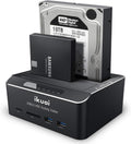 ikuai SATA to USB 3.0 Dual Bay Hard Drive Dock for 2.5 and 3.5 SATA HDD SSD with SD TF Card Reader 2 USB 3.0 Ports and Offline Clone Function External Hard Drive Docking Station (UASP Supported) Pack of 2