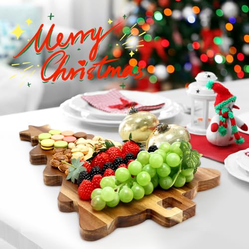 16.5" Acacia Wood Christmas Tree Charcuterie Board with Handle N850544