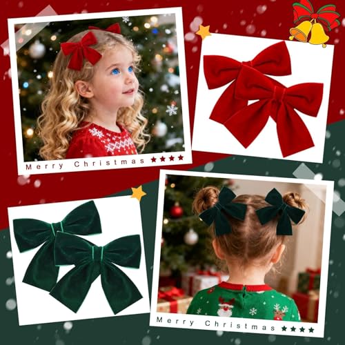 8 Pcs Velvet Hair Bows for Girls with Alligator Clips W5207