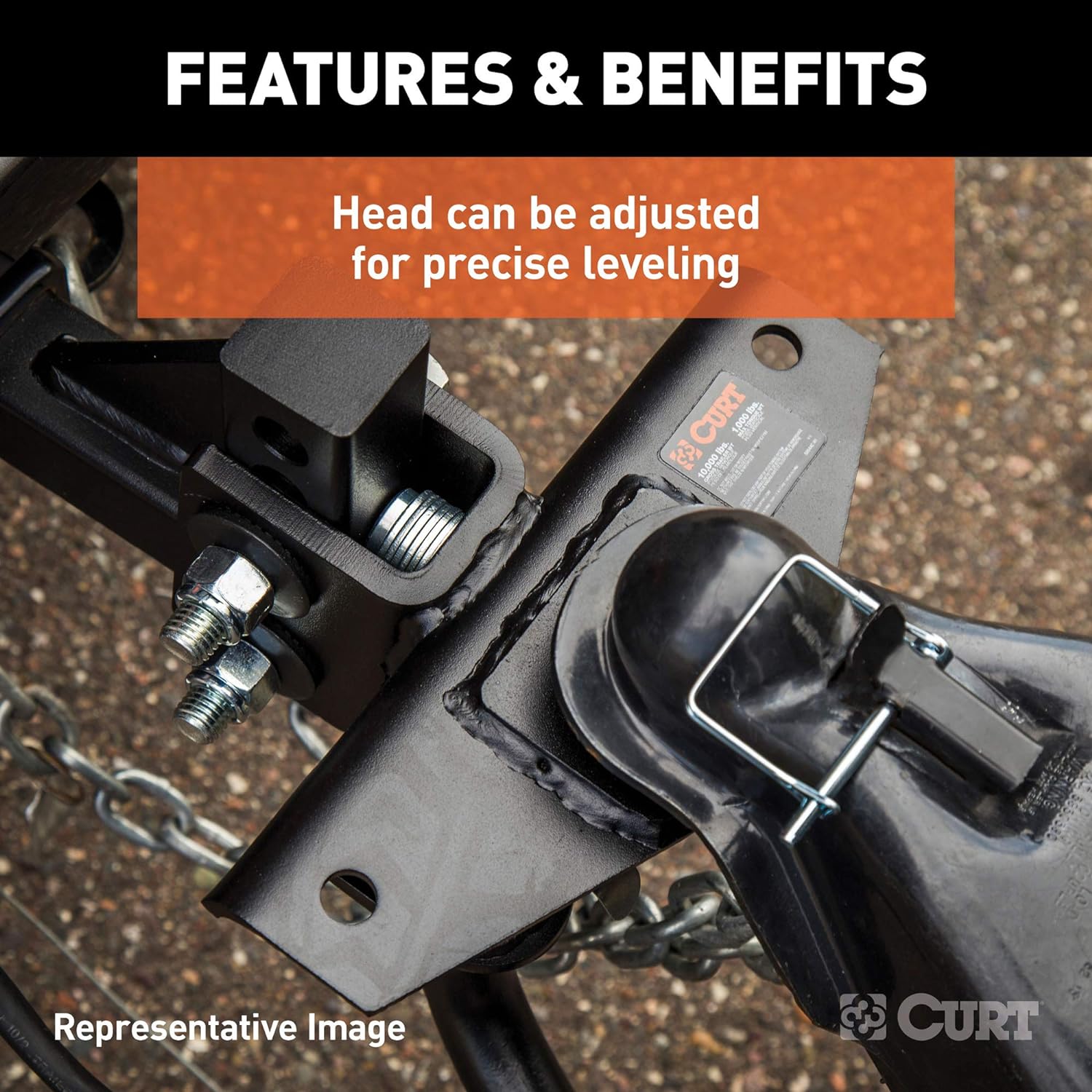 CURT 17063 Round Bar Weight Distribution Hitch with Sway Control, 14K, 2-In Shank, Black D3893