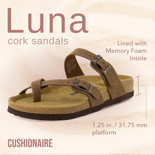 CUSHIONAIRE Women's Luna Cork Footbed Sandal I795