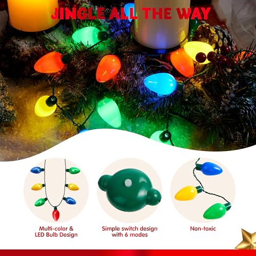 JOYIN Christmas LED Light Up Bulb Necklaces 6 Pack D86322
